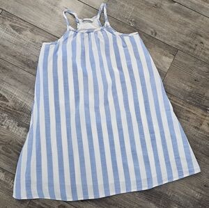 ABERCROMBIE Kids Linen Blue White Stripe Dress Size 11 / 12
